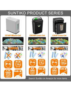 Destructora de papel micro corte Suntiko C516 5 hojas 10L 2