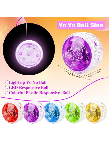 55 Pelotas Yo Yo Iluminadas LED Octaday para Niños y Adultos