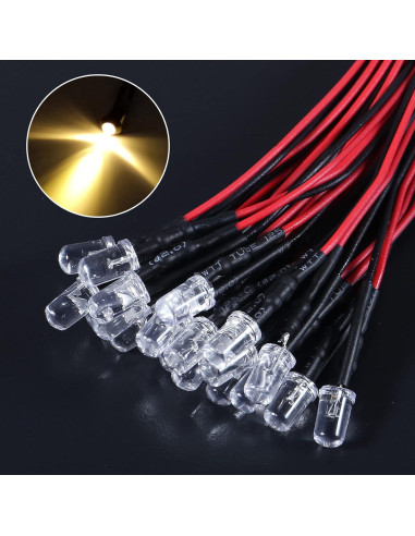 Kit 40 Diodos LED Amarillos 5mm Preconectados 12V ATNSINC