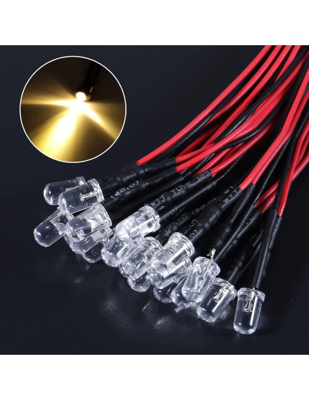 Kit 40 Diodos LED Amarillos 5mm Preconectados 12V ATNSINC