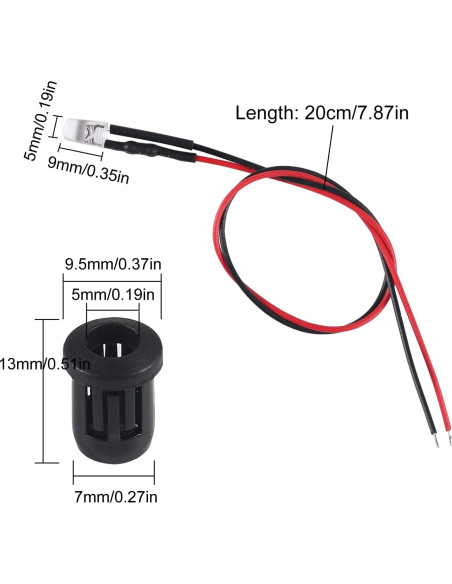 Kit 40 Diodos LED Amarillos 5mm Preconectados 12V ATNSINC