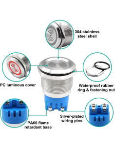 Zumbador Electrónico de Metal HANSOO 12V 110dB IP67 2PCS 2