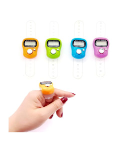 Contador Digital de Dedo JZK, 4 Piezas, Pantalla LCD, Multicolor