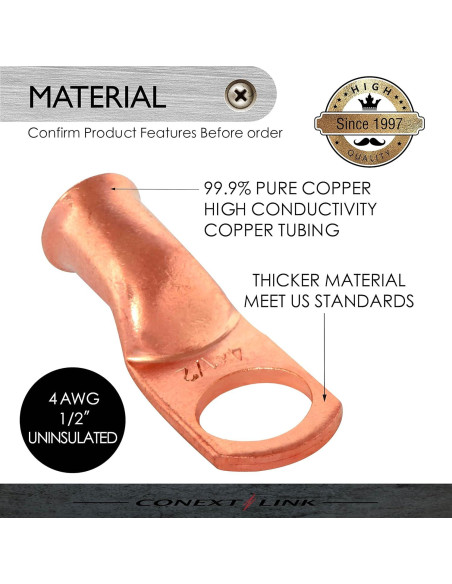 Terminales de Anillo de Cobre Conext Link 25pcs 4 AWG 12mm