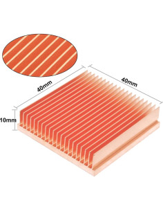 Disipador de Calor de Cobre Puro 40x40x10mm para Impresoras 3D 2