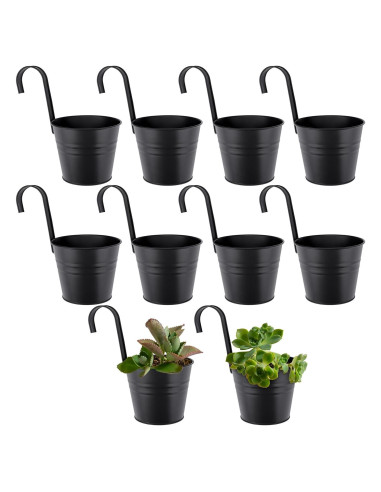 Macetas Colgantes GREANER 10 Piezas Metal Negro 12.7 cm