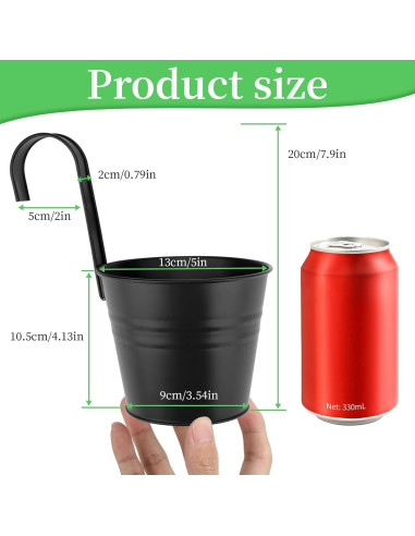 Macetas Colgantes GREANER 10 Piezas Metal Negro 12.7 cm