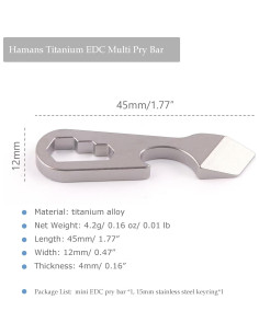 Palanca Multiherramienta EDC Hamans Titanio 4 en 1 45mm 2