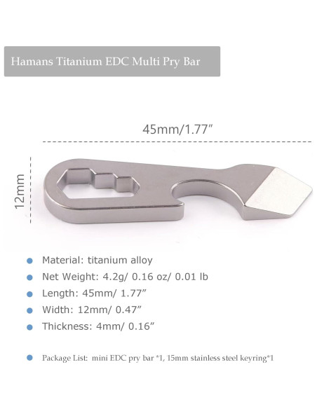 Palanca Multiherramienta EDC Hamans Titanio 4 en 1 45mm