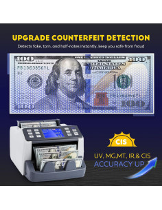 Contador de Dinero CGOLDENWALL CGO-85, Detección Falsificaciones, 1500 Billetes/min 2