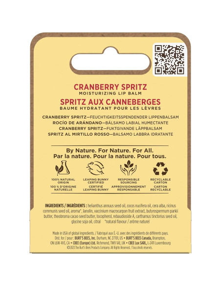 Bálsamo Labial Burt's Bees Cranberry Spritz 4.25g Hidratante