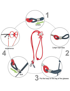 Cinta para Gafas Niños 10 Pcs Gatito Ajustable Colorido 2