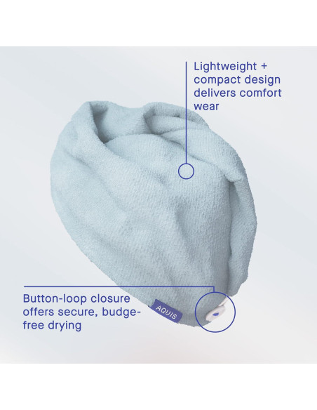 Toalla para Cabello AQUIS WRAP, Microfibra Ultra-Absorbente 73.7x25.4cm