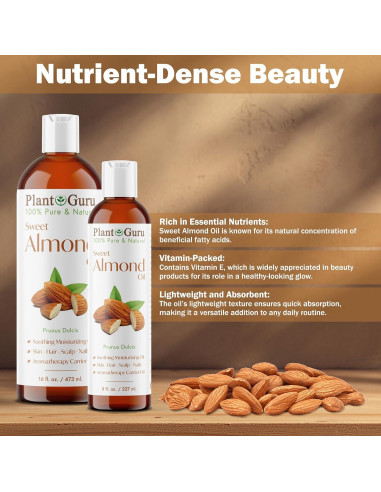 Aceite de Almendra Dulce 60 ml Plant Guru 100% Puro Natural