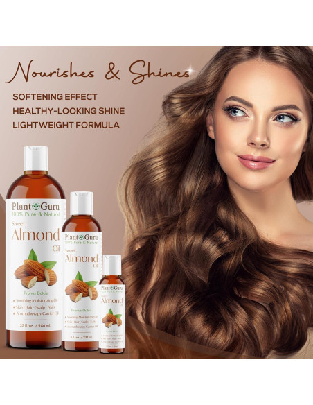 Aceite de Almendra Dulce 60 ml Plant Guru 100% Puro Natural