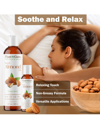 Aceite de Almendra Dulce 60 ml Plant Guru 100% Puro Natural