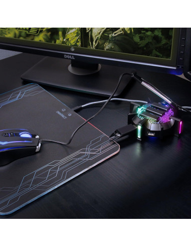 Soporte para Ratón Gaming ENHANCE con Hub USB y LED
