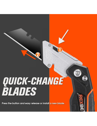 Cuchillo Utility REXBETI 2-Pack Retráctil con 18 Cuchillas