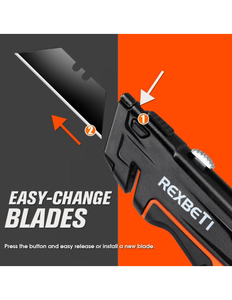Cuchillo Utility REXBETI 2-Pack Retráctil con 18 Cuchillas