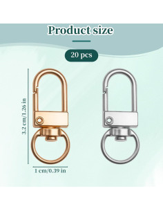 20 Ganchos de Clip Giratorios Asofelk para Llaveros 3.2 cm 2