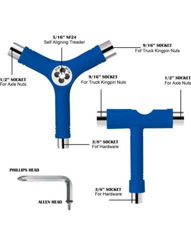 Herramienta Multifuncional para Skateboard Sonku Azul - 6 Piezas