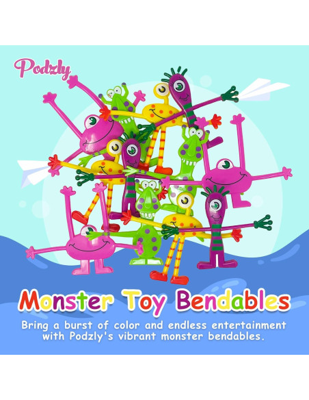Conjunto de 12 Juguetes Monstruo Flexibles Podzly - Antiestrés