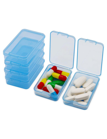 6 Cajas de Pastillas HUIKE Mini Organizador Portátil Azul