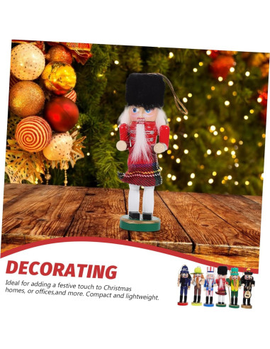 6 Adornos de Cascanueces de Madera para Navidad - Veemoon