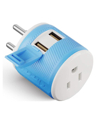 Adaptador de Enchufe de Viaje OREI Tipo O - Doble USB 2.4A