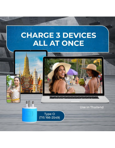 Adaptador de Enchufe de Viaje OREI Tipo O - Doble USB 2.4A