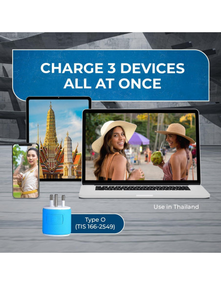 Adaptador de Enchufe de Viaje OREI Tipo O - Doble USB 2.4A