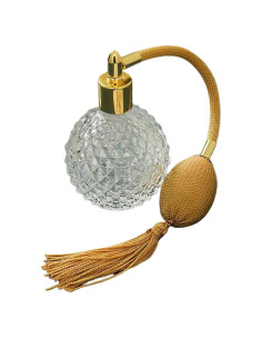 Botella de Perfume Vintage 100ml Topxome Vidrio Dorado Claro