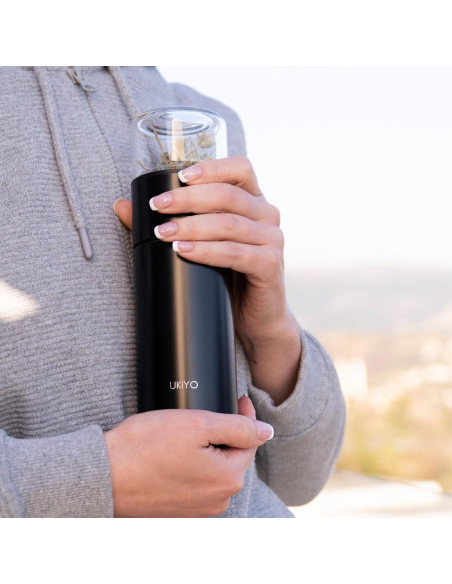 Botella Infusora de Té Ukiyo Steel 0.3L Acero Inoxidable y Vidrio