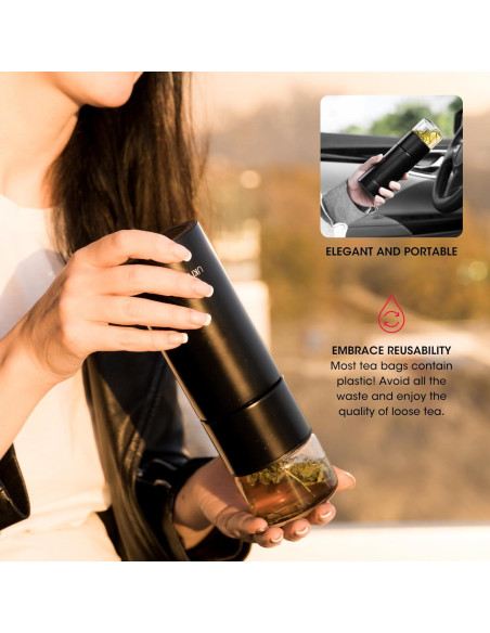 Botella Infusora de Té Ukiyo Steel 0.3L Acero Inoxidable y Vidrio