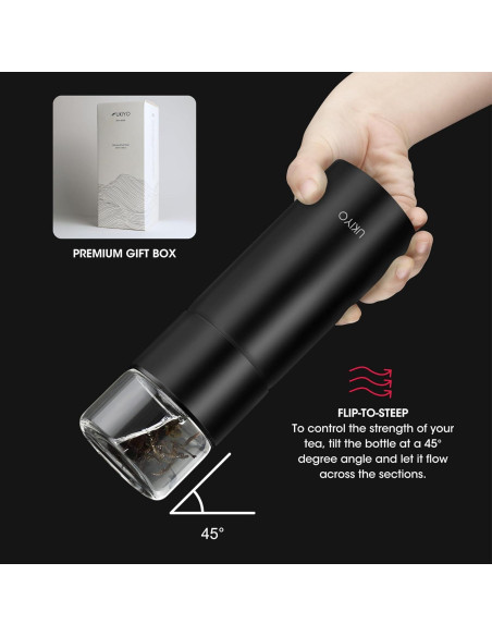 Botella Infusora de Té Ukiyo Steel 0.3L Acero Inoxidable y Vidrio