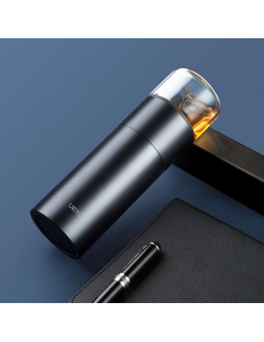 Botella Infusora de Té Ukiyo Steel 0.3L Acero Inoxidable y Vidrio