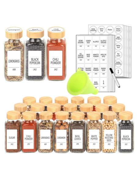 Juego de 24 Tarros de Vidrio para Especias SWOMMOLY 8 oz
