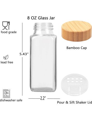 Juego de 24 Tarros de Vidrio para Especias SWOMMOLY 8 oz