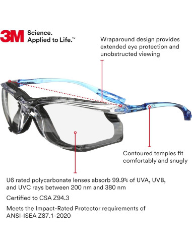 Gafas de Seguridad 3M Virtua CCS Anti-Niebla Azul