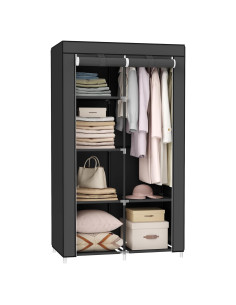 Armario Portátil SONGMICS Negro 88x45x168 cm 6 Estantes