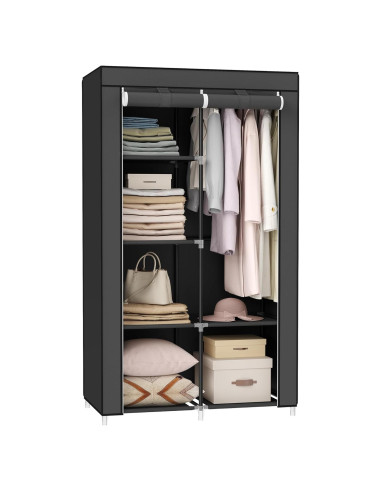 Armario Portátil SONGMICS Negro 88x45x168 cm 6 Estantes