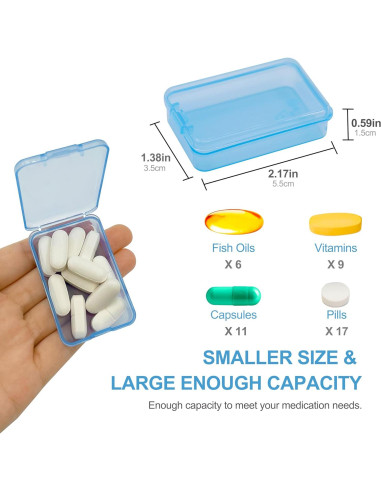 6 Cajas de Pastillas HUIKE Mini Organizador Portátil Azul