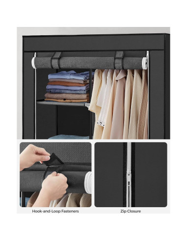 Armario Portátil SONGMICS Negro 88x45x168 cm 6 Estantes