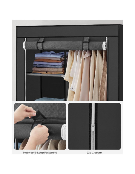 Armario Portátil SONGMICS Negro 88x45x168 cm 6 Estantes