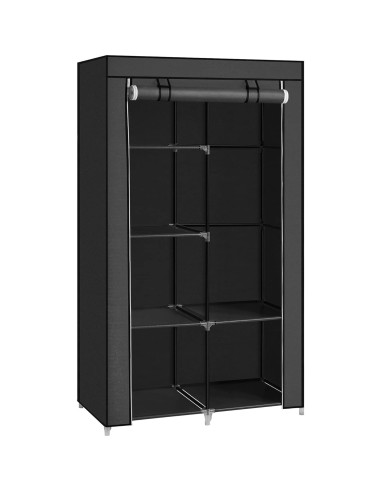 Armario Portátil SONGMICS Negro 88x45x168 cm 6 Estantes