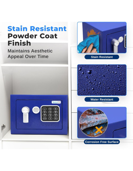 Caja Fuerte Digital SereneLife 23.1x17x17 cm Acero Azul