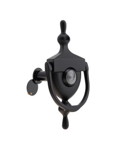 Golpeador de puerta con mirador HOJLKLD 15.24 cm Negro