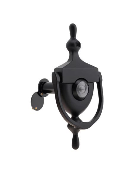 Golpeador de puerta con mirador HOJLKLD 15.24 cm Negro