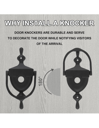 Golpeador de puerta con mirador HOJLKLD 15.24 cm Negro