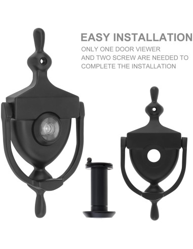 Golpeador de puerta con mirador HOJLKLD 15.24 cm Negro